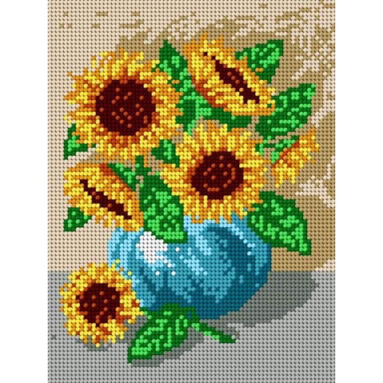 Orchidea Needlepoint Canvas For Halfstitch Without Yarn Bouquet Of Sunflowers - Printed Tapestry Canvas